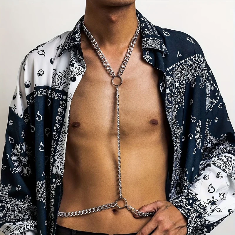 Men Adjustable Metal Body Chain Chest Harness Clubwear With Fancy Buckles Classic Fashion Trendy Hip Hop Personality Accessories
Men Adjustable Metal Body Chain Chest Harness Clubwear With Fancy Buckles Classic Fashion Trendy Hip Hop Personality Accessories