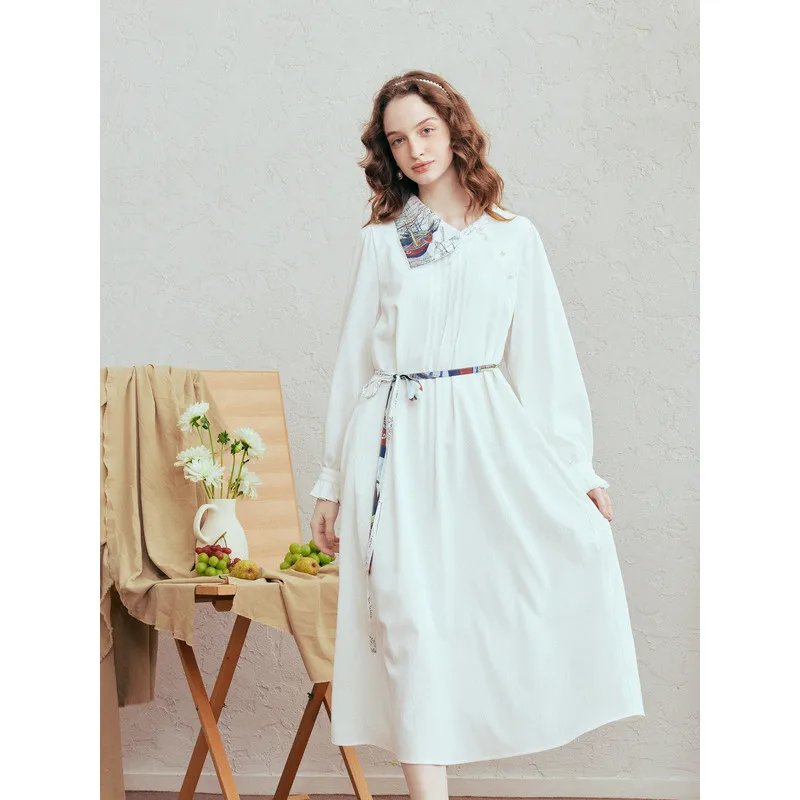 Van Gogh-Inspired Asymmetrical Dress with Printed Scarf Collar
Van Gogh-Inspired Asymmetrical Dress with Printed Scarf Collar