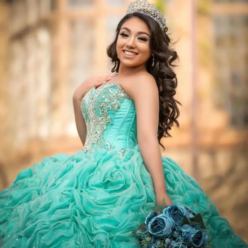 Mexican Mint Green Quinceanera Dresses 2024 Sequins Beaded Ball Gown Ruffles Appliques Vestidos De Party Dresses
Mexican Mint Green Quinceanera Dresses 2024 Sequins Beaded Ball Gown Ruffles Appliques Vestidos De Party Dresses