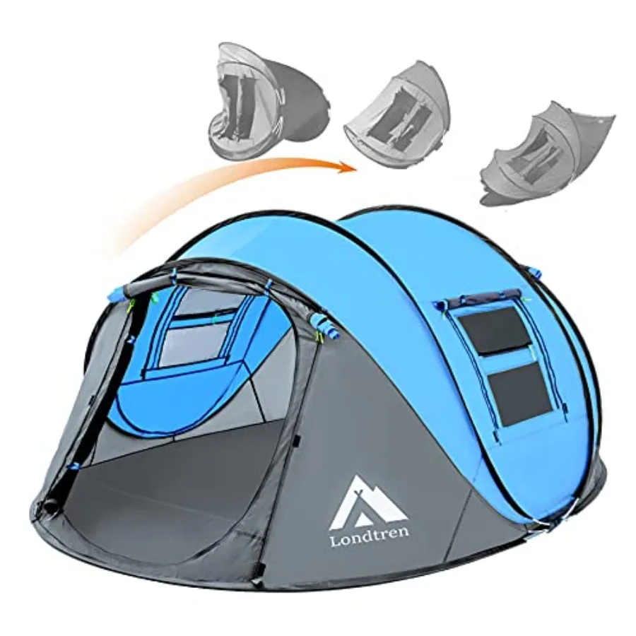 4 Person Easy Pop Up Tent for Camping Hiking Traveling, Waterproof Polyester, Gray, Automatic Setup with 2 Doors
4 Person Easy Pop Up Tent for Camping Hiking Traveling, Waterproof Polyester, Gray, Automatic Setup with 2 Doors