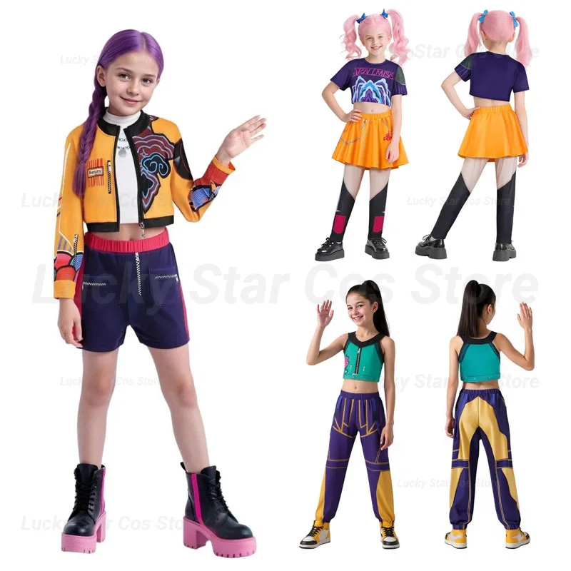 Halloween Children Zoey Mira Rumi Cosplay Costume Carnival, K-Pop Hunters Girl Group Idol Role Play Dress Up Outfit Suit
Halloween Children Zoey Mira Rumi Cosplay Costume Carnival, K-Pop Hunters Girl Group Idol Role Play Dress Up Outfit Suit