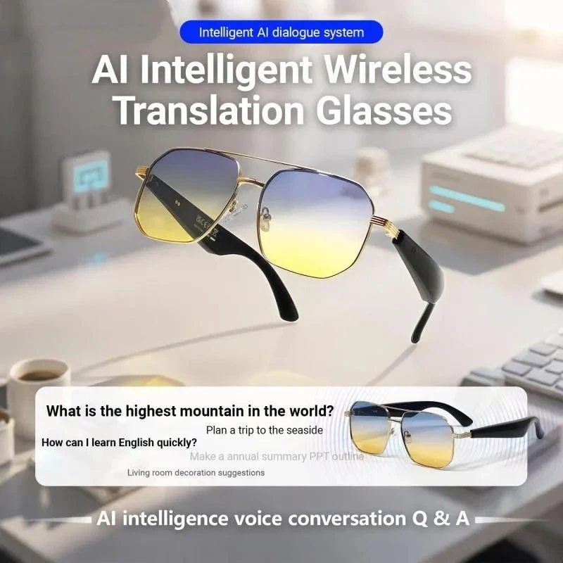 AI Smart Glasses Wireless Call Headset 2 In 1 Intelligent Translation Music Playing Sunglasses Voice Assistant
AI Smart Glasses Wireless Call Headset 2 In 1 Intelligent Translation Music Playing Sunglasses Voice Assistant