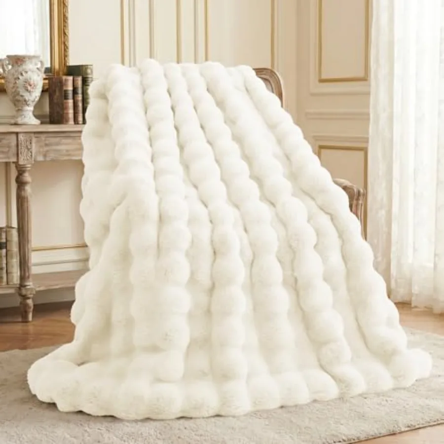 60 x 80 Faux Fur Throw Blanket for Twin Bed or Couch: Ultra Soft Thick Fluffy Rabbit Fur Design with Cozy Plush Bubble Texture
60 x 80 Faux Fur Throw Blanket for Twin Bed or Couch: Ultra Soft Thick Fluffy Rabbit Fur Design with Cozy Plush Bubble Texture