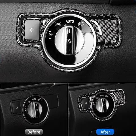 Per Mercedes Benz A GLA CLA Classe W176 X156 C117 2013-2019 Auto In Fibra di Carbonio Accessori Faro Interruttore Manopola Trim adesivi