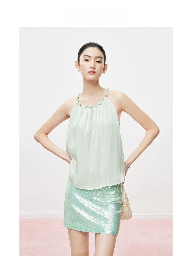 MandyZhang Mint Green Pearl Imitation Knot Wrap Women's Tank Top Thin Polyester Vacation Style Loose Fit Casual Inner Wear
MandyZhang Mint Green Pearl Imitation Knot Wrap Women's Tank Top Thin Polyester Vacation Style Loose Fit Casual Inner Wear