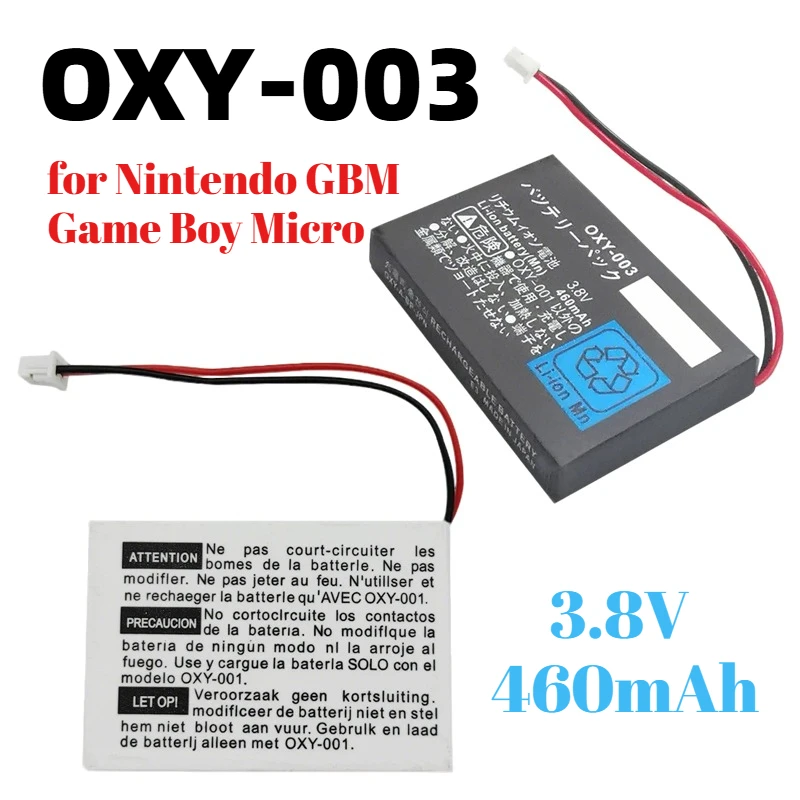 Аккумулятор OXY-003 для Nintendo GBM Game Boy Micro, 460 мАч, 3.8 В, перезаряжаемая литиевая батарея, замена для игровой консоли, LiPo-элемент
Аккумулятор OXY-003 для Nintendo GBM Game Boy Micro, 460 мАч, 3.8 В, перезаряжаемая литиевая батарея, замена для игровой консоли, LiPo-элемент