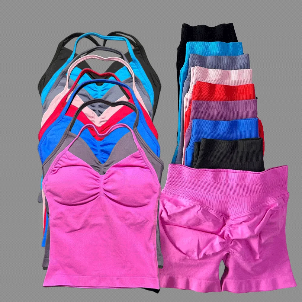 2Pcs Impact Gym Set Women Backless Tank Tops High Waist Scrunch Seamless Shorts Gym Suit Fitness Clothes Activewear Workout Sets
2Pcs Impact Gym Set Women Backless Tank Tops High Waist Scrunch Seamless Shorts Gym Suit Fitness Clothes Activewear Workout Sets