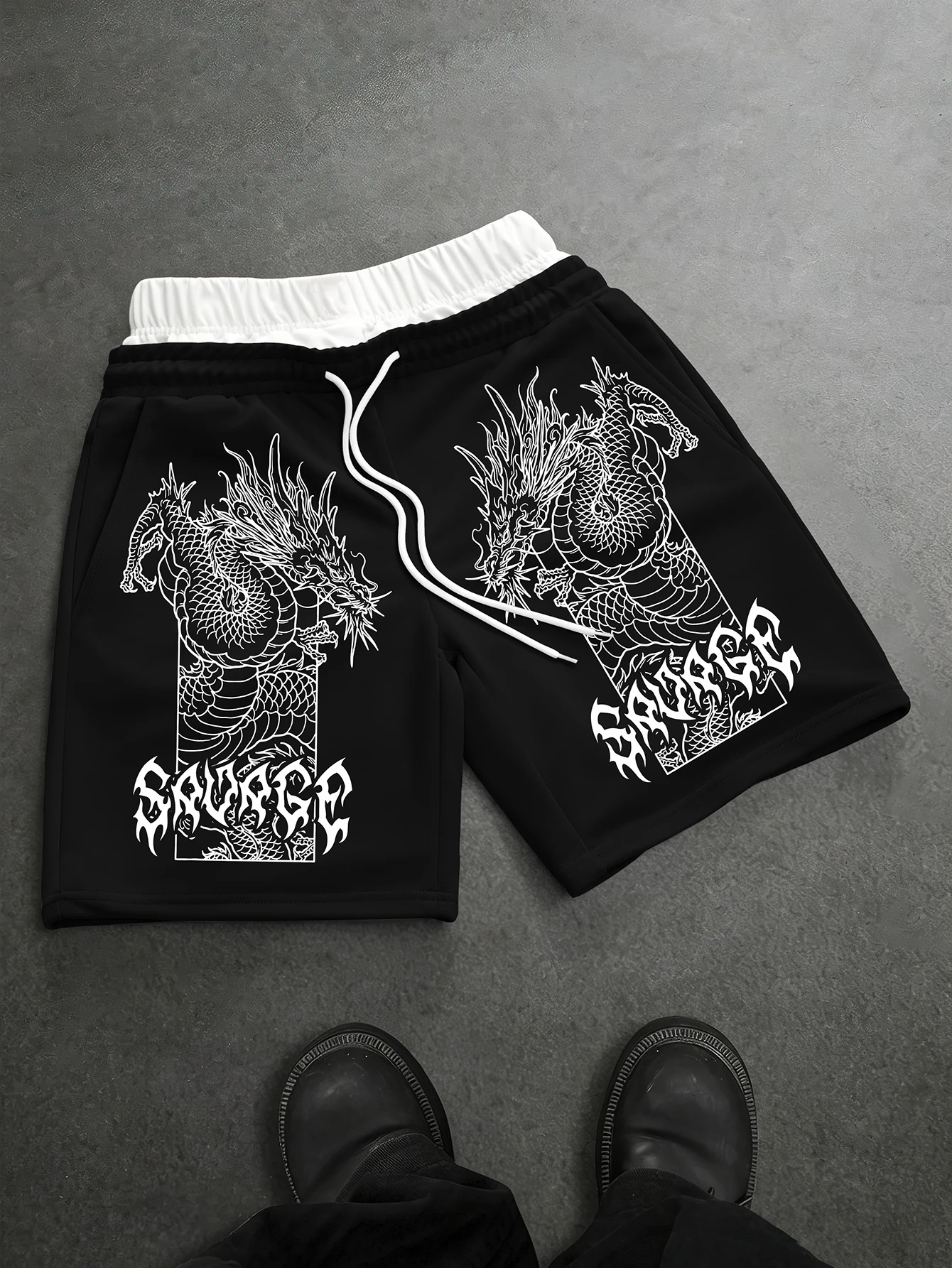 Men's Oversized Streetwear Shorts Savage Oriental Dragon Tattoo Print Polyester Black Double Waistband Casual Shorts S-2XL
Men's Oversized Streetwear Shorts Savage Oriental Dragon Tattoo Print Polyester Black Double Waistband Casual Shorts S-2XL