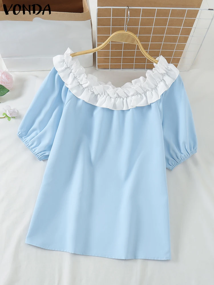 Summer Puff Short Sleeve Tops Women Blouse Patchwork 2025 VONDA Bohemian Ruffled Shirts Casual Loose Blusas Oversized Tunic
Summer Puff Short Sleeve Tops Women Blouse Patchwork 2025 VONDA Bohemian Ruffled Shirts Casual Loose Blusas Oversized Tunic