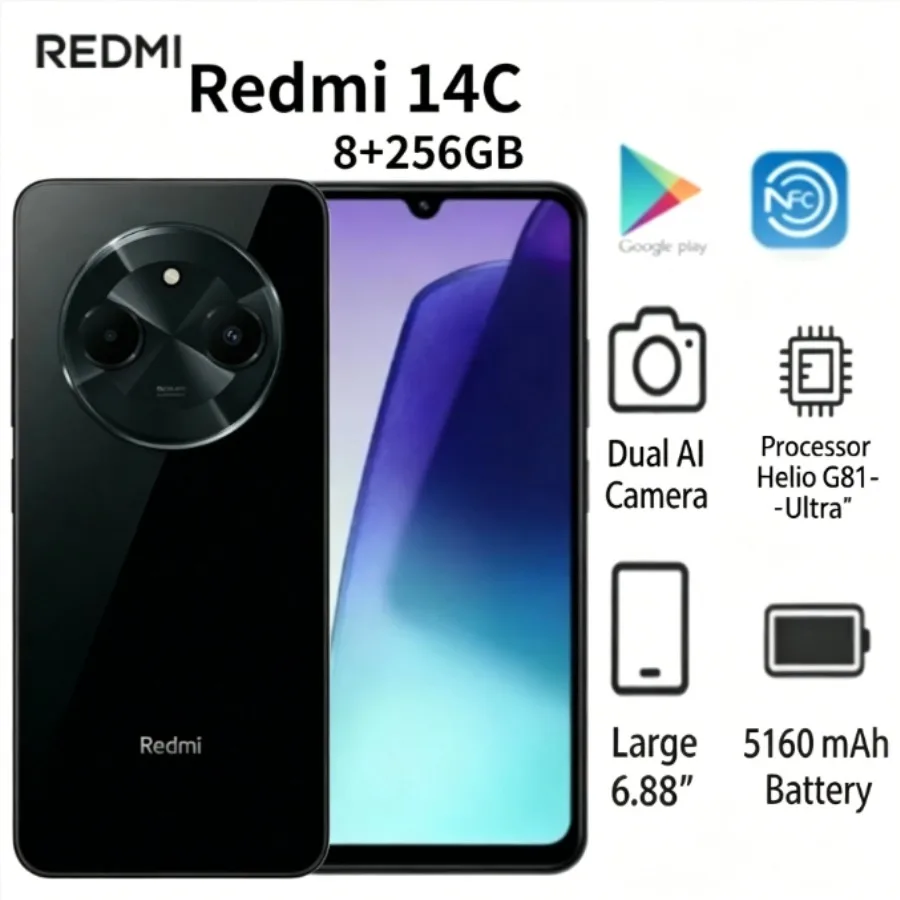 20260new Redmi 14C 2026 Smartphone 8+256GB High-Resolution 50MP Dual Camera 120Hz Display 5160mAh Battery
20260new Redmi 14C 2026 Smartphone 8+256GB High-Resolution 50MP Dual Camera 120Hz Display 5160mAh Battery