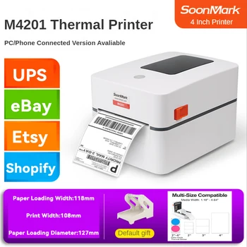 Direct Thermal Shipping Label Printer 4 Inches SOONMARK M4201 High Speed Printing AMZ/Ebay/Etsy/Shopify For Windows/Mac OS