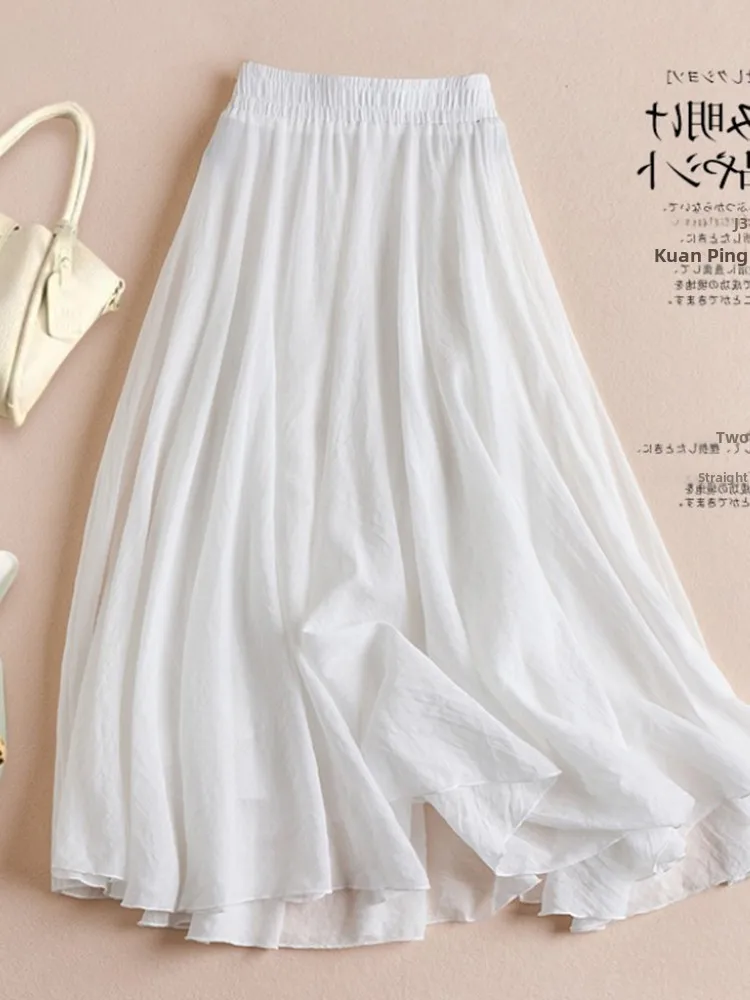 High Waist A-Line Long Skirt for plus Size Women Cotton Lin Pure Color Summer 2023 New Sle Draped Fluffy f-length Skirt
High Waist A-Line Long Skirt for plus Size Women Cotton Lin Pure Color Summer 2023 New Sle Draped Fluffy f-length Skirt