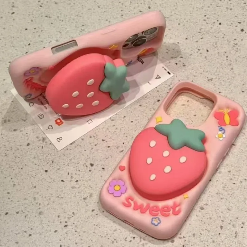 Phone Case For iPhone 17 16 15 14 13 12 11 Pro Max New INS Cartoon Cute 3D Strawberry Shape Soft Protective Cover with Holder
Phone Case For iPhone 17 16 15 14 13 12 11 Pro Max New INS Cartoon Cute 3D Strawberry Shape Soft Protective Cover with Holder