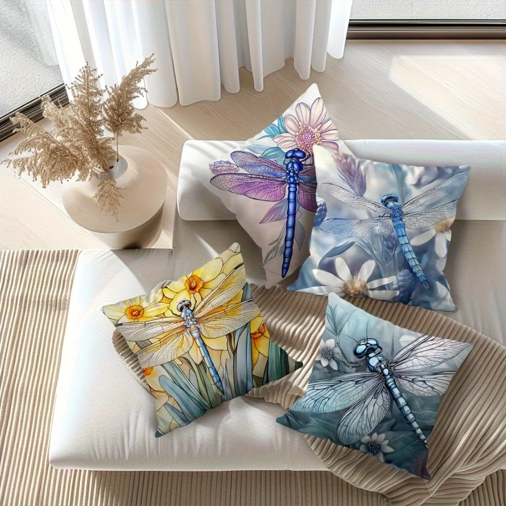 Elegant Nature Art Throw Pillow Covers, Blue Dragonfly double-sided Printed Cushion Cases, Delicate Tranquil Aesthetic Decor
Elegant Nature Art Throw Pillow Covers, Blue Dragonfly double-sided Printed Cushion Cases, Delicate Tranquil Aesthetic Decor