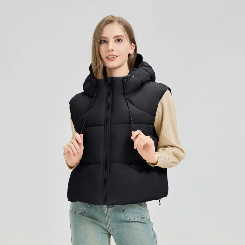 Autumn Winter Vest Puffer Jacket Women Outerweat Down Cotton Padded Short Coat Female Korean Fashion Hooded Sleeveless Parkas
Autumn Winter Vest Puffer Jacket Women Outerweat Down Cotton Padded Short Coat Female Korean Fashion Hooded Sleeveless Parkas