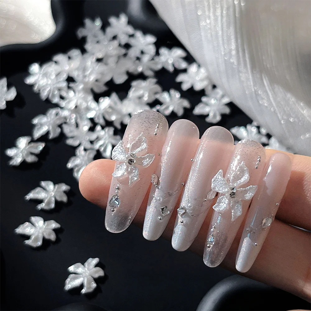 50pcs White Iridescent 3D 5‑Petal Flower Nail Charms Sparkly Glitter Lily/Cherry Blossom Flatback Resin Nail Decor Nail Supplies
50pcs White Iridescent 3D 5‑Petal Flower Nail Charms Sparkly Glitter Lily/Cherry Blossom Flatback Resin Nail Decor Nail Supplies