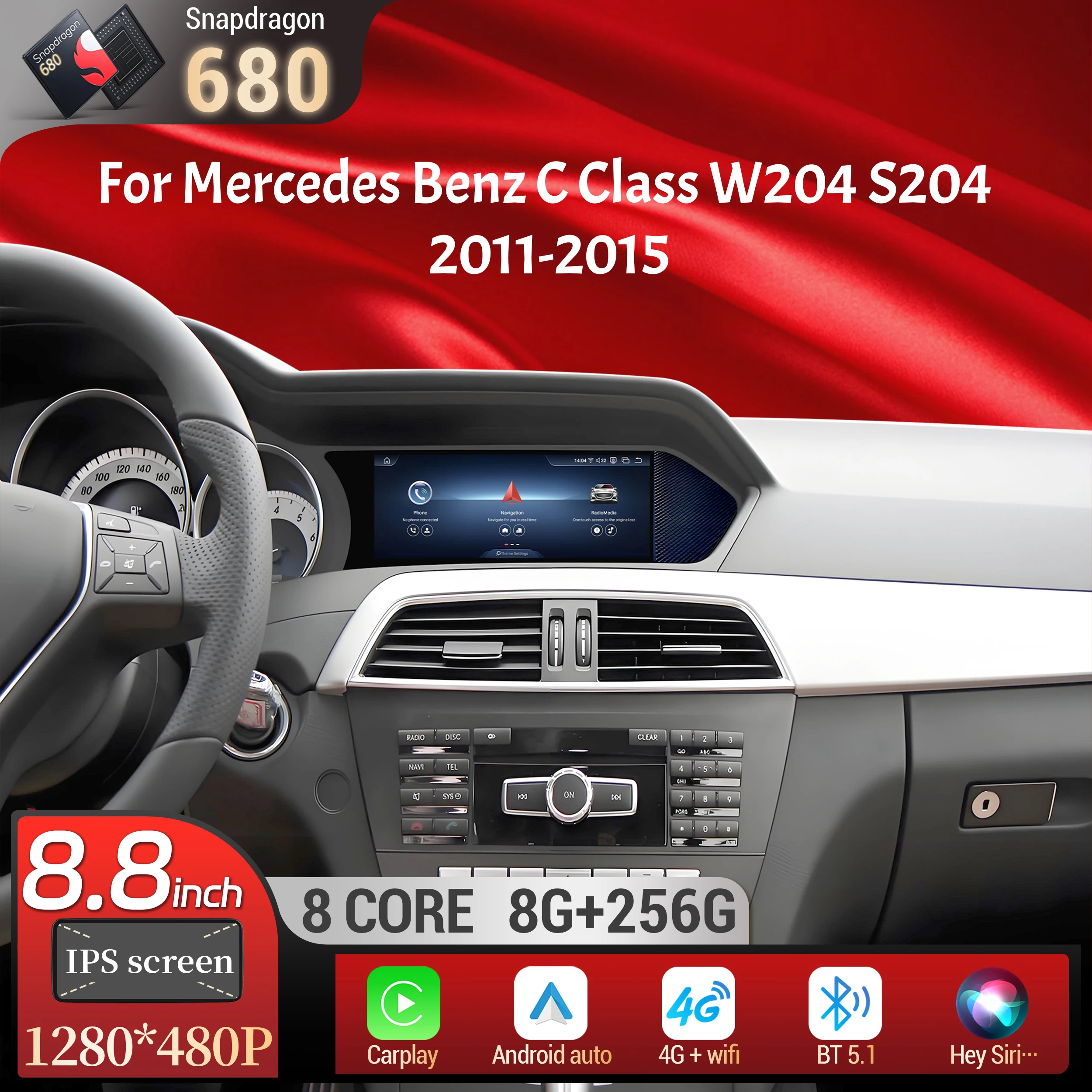 8.8 inch Android 14 For Mercedes Benz C Class W204 S204 2011-2015 Car Radio BT Carplay Qualcomm Snapdragon 680 Head Unit Screen
8.8 inch Android 14 For Mercedes Benz C Class W204 S204 2011-2015 Car Radio BT Carplay Qualcomm Snapdragon 680 Head Unit Screen
