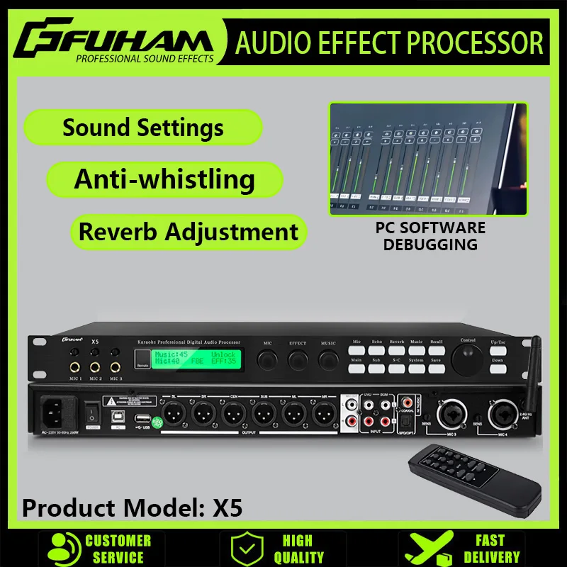 FUHAM Audio Processor X5 Bluetooth Edition Professional Linear Array Stage Audio Digital Effects Processor Reverb Controller
FUHAM Audio Processor X5 Bluetooth Edition Professional Linear Array Stage Audio Digital Effects Processor Reverb Controller