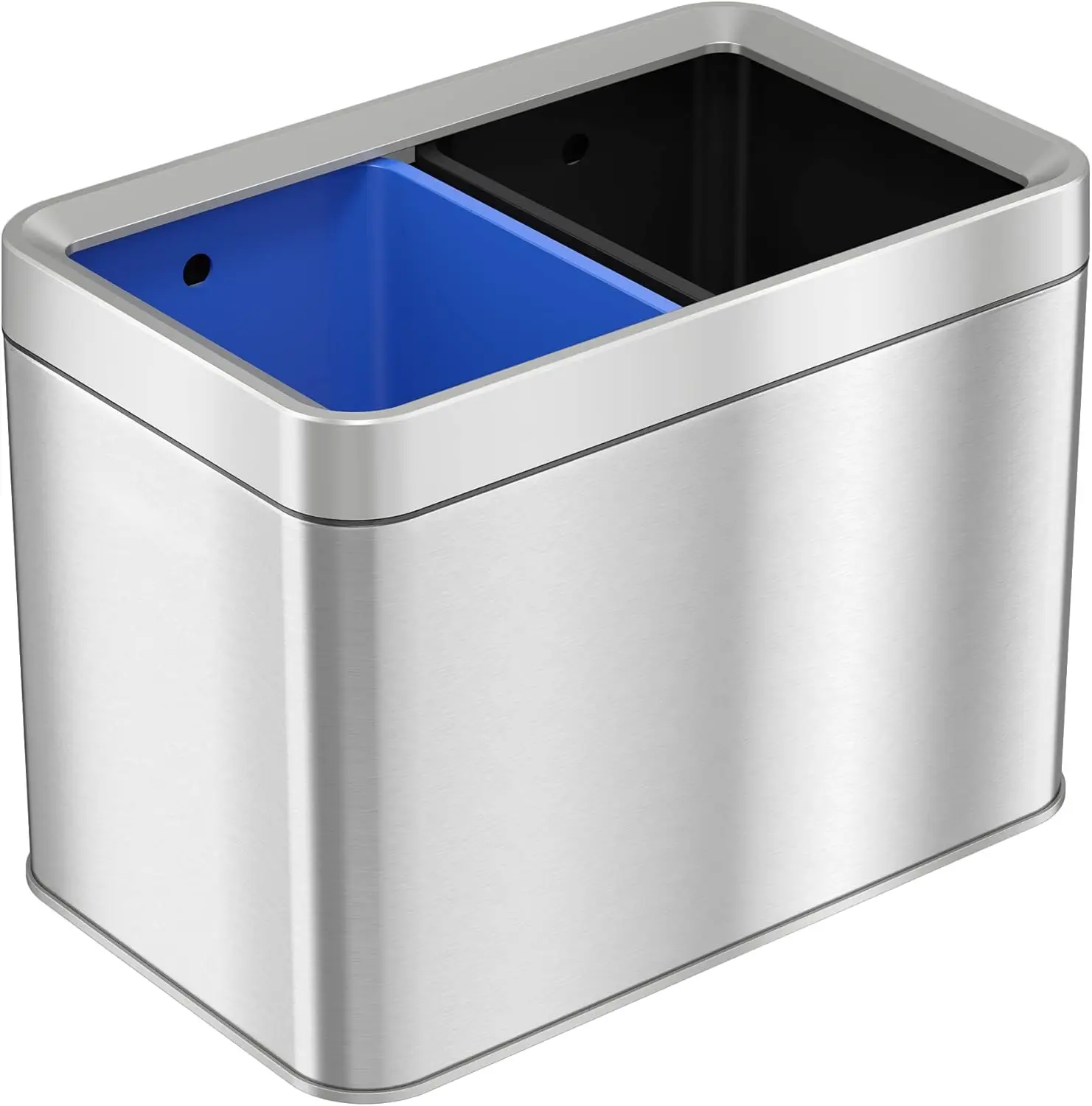 20L Slim Dual Compartment Trash & Recycle Bin - Stainless Steel, Open Top
20L Slim Dual Compartment Trash & Recycle Bin - Stainless Steel, Open Top