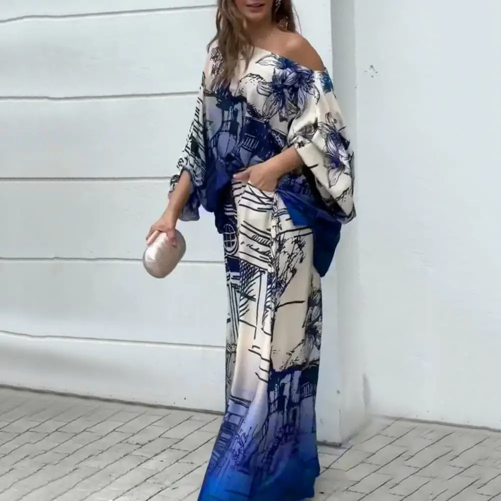 Women Top Pants Set Rose Printed One Shoulder Top Wide Leg Pants Set Stylish Vacation Blouse Trousers with Soft Pockets High
Women Top Pants Set Rose Printed One Shoulder Top Wide Leg Pants Set Stylish Vacation Blouse Trousers with Soft Pockets High