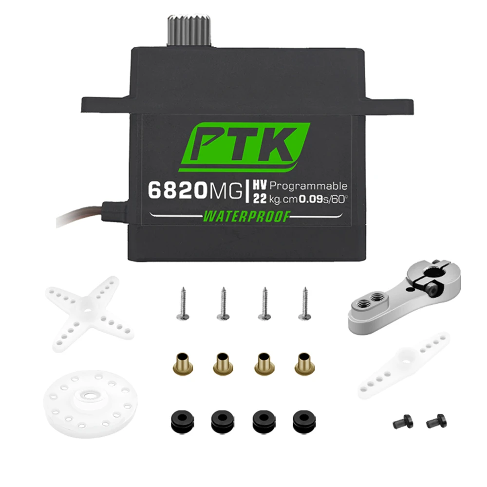 PTK 6820 MG 20kg High Torque 180° Stainless Steel Gear Metal Digital Waterproof RC Servo for Robot Fixed Wing Car Aircraft
PTK 6820 MG 20kg High Torque 180° Stainless Steel Gear Metal Digital Waterproof RC Servo for Robot Fixed Wing Car Aircraft