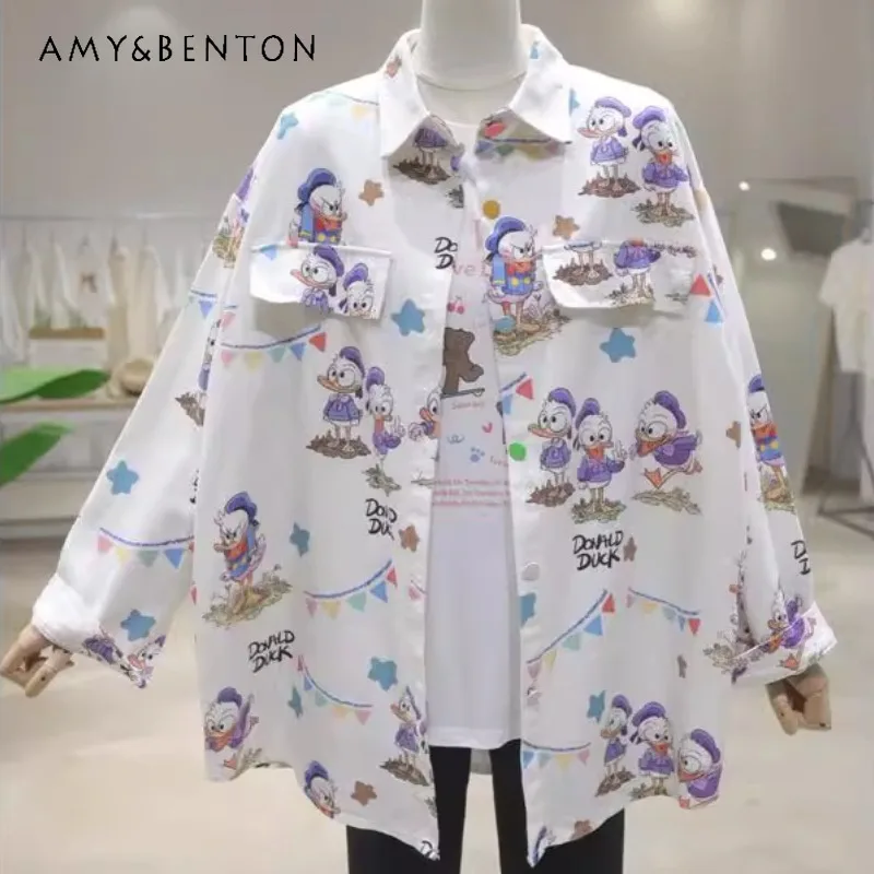 Fashion New Age-reducing Cute Cartoon Sweet Shirt Spring Loose Medium And Long Cotton Denim Blusas Jacket Women's Kawaii Blouse
Fashion New Age-reducing Cute Cartoon Sweet Shirt Spring Loose Medium And Long Cotton Denim Blusas Jacket Women's Kawaii Blouse