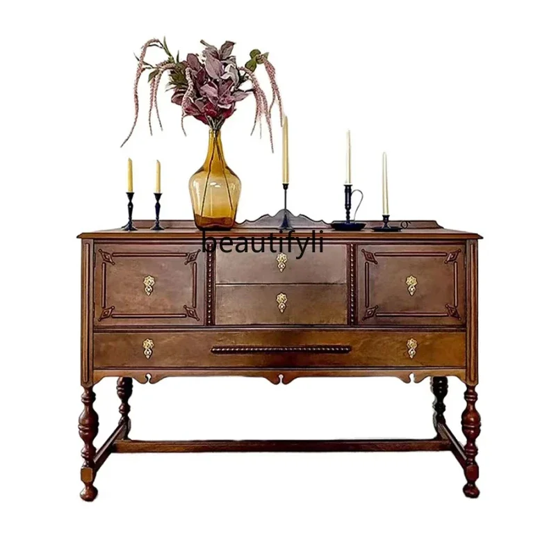 French Retro Porch Medieval Hall Cabinet Living Room Hallway American Solid Wood Sideboard
French Retro Porch Medieval Hall Cabinet Living Room Hallway American Solid Wood Sideboard