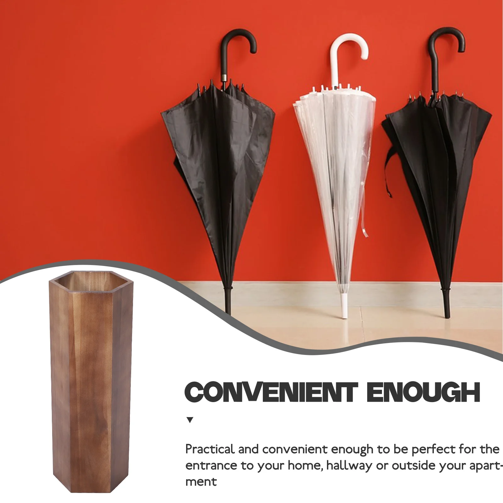 Sturdy Wood Umbrella Stand for Entryway Home Storage Rack Organizer Bucket Rain Boots Canes Convenient Use
Sturdy Wood Umbrella Stand for Entryway Home Storage Rack Organizer Bucket Rain Boots Canes Convenient Use