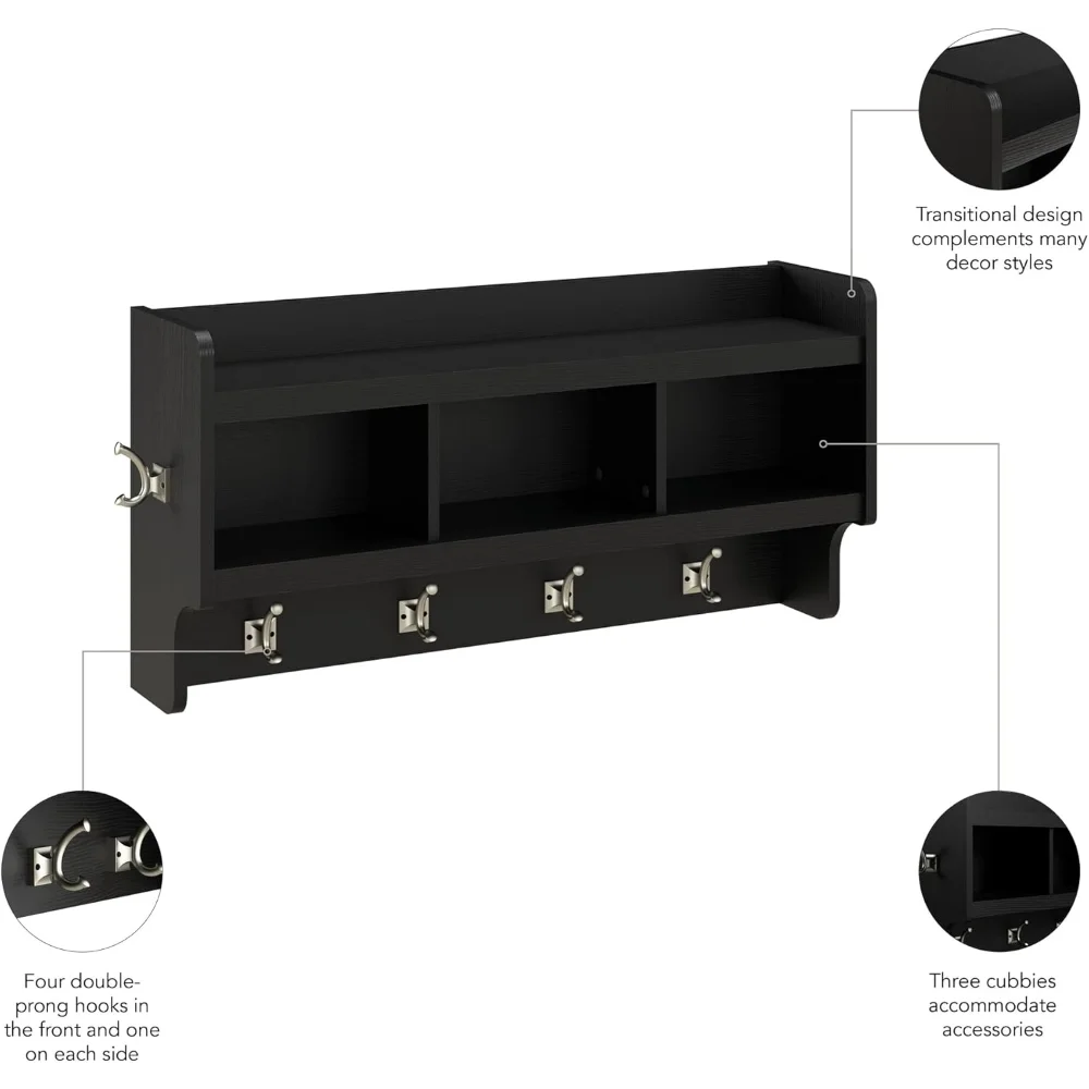 Woodland 40W Wall Mounted Coat Rack with Shelf in Black Suede Oak | Cubbies and Hooks for Entryway, Mudroom
Woodland 40W Wall Mounted Coat Rack with Shelf in Black Suede Oak | Cubbies and Hooks for Entryway, Mudroom