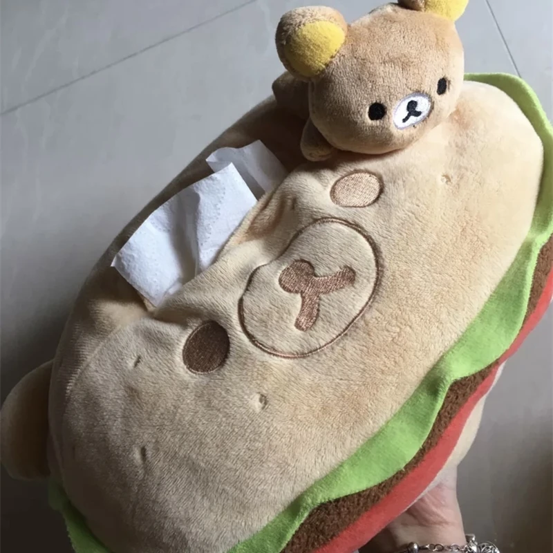 Rilakkuma Hamburger-shaped Tissue Box Adorable Embroidered Bear Tissue Holder Fashion Room Creative Decoration Home Furnishings 
Rilakkuma Hamburger-shaped Tissue Box Adorable Embroidered Bear Tissue Holder Fashion Room Creative Decoration Home Furnishings