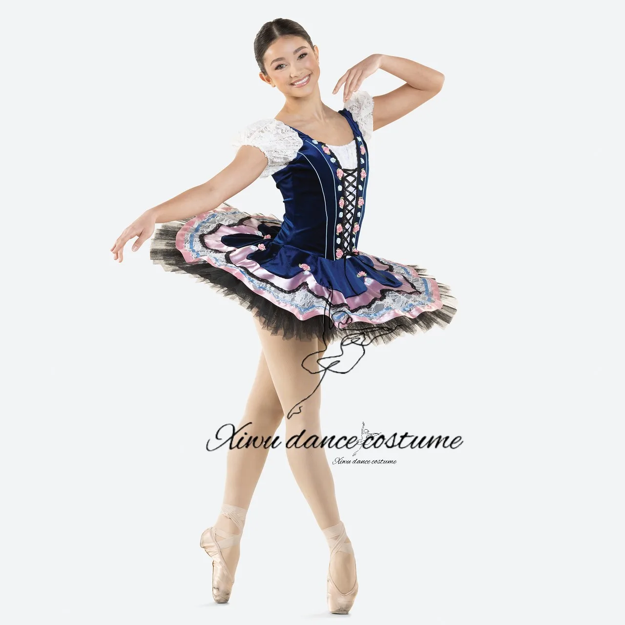 Coppelia Inspired Romantic Ballet Tutu, Girls Navy Blue Velvet Performance Leotard
Coppelia Inspired Romantic Ballet Tutu, Girls Navy Blue Velvet Performance Leotard