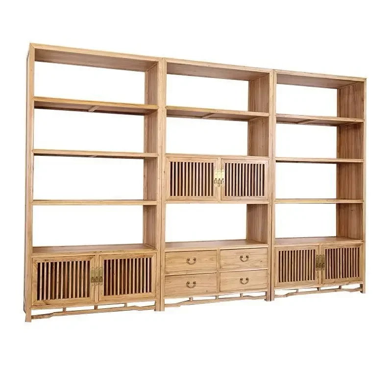 New Chinese solid wood bookshelf combination black walnut tea room Bogu shelf display cabinet shelf old elm zen bookcase
New Chinese solid wood bookshelf combination black walnut tea room Bogu shelf display cabinet shelf old elm zen bookcase