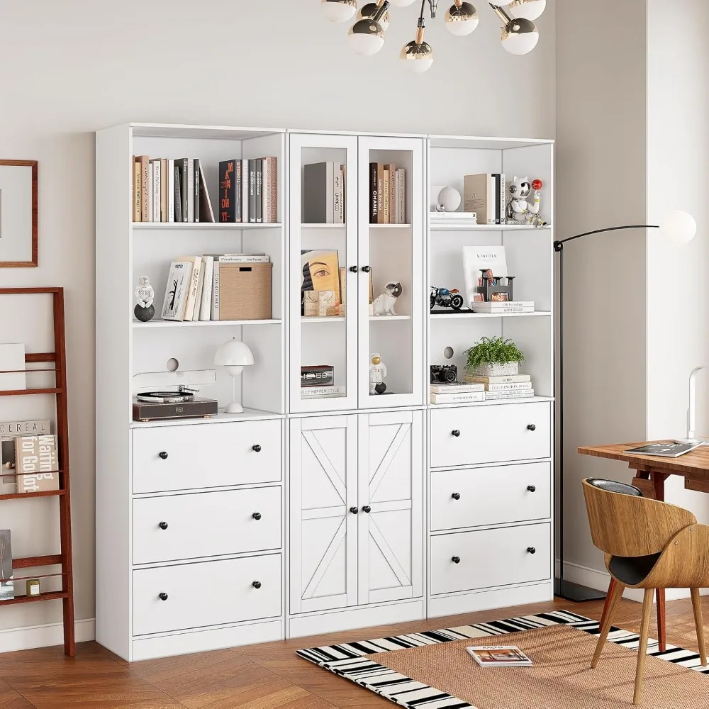 71" Tall Bookshelves Set of 3, 2 Bookcases with Drawers & 1 Bookshelf with Doors, Bookshelves Floor Standing Storage Shelves
71" Tall Bookshelves Set of 3, 2 Bookcases with Drawers & 1 Bookshelf with Doors, Bookshelves Floor Standing Storage Shelves