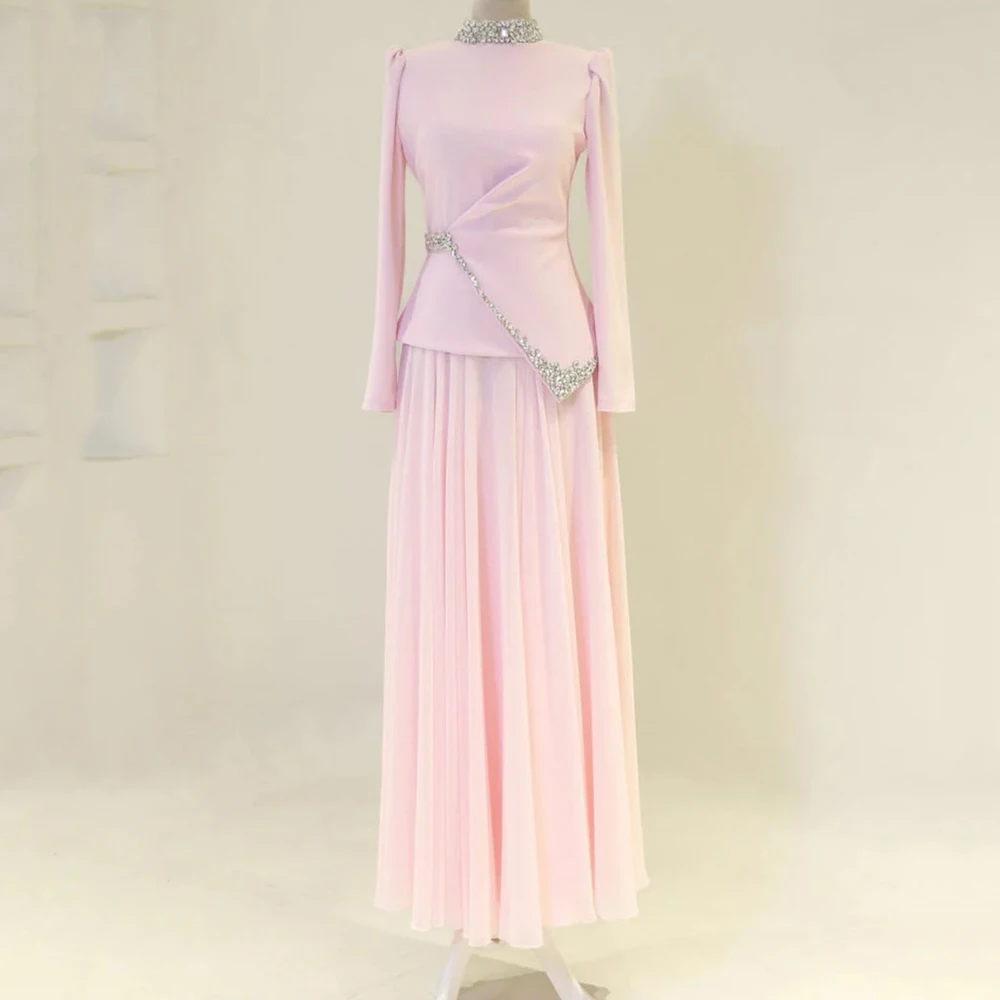 Customized A-line Evening Dresses Floor-length High-neck Full Sleeve Prom Gown Fashion Crystal Draped Exquisite Party Gown
Customized A-line Evening Dresses Floor-length High-neck Full Sleeve Prom Gown Fashion Crystal Draped Exquisite Party Gown