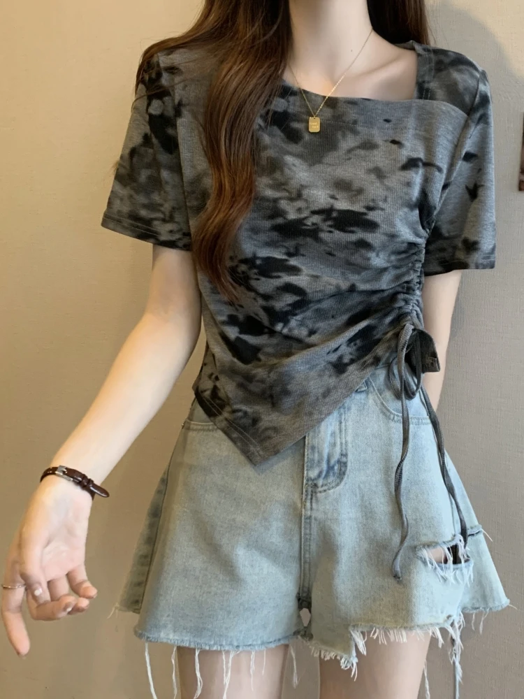 Summer Short Sleeve T-Shirt Women's plus Size Drawstring Casual Slimming Short Length Uneven Hem Korean Style Sweet And Spicy...
Summer Short Sleeve T-Shirt Women's plus Size Drawstring Casual Slimming Short Length Uneven Hem Korean Style Sweet And Spicy...