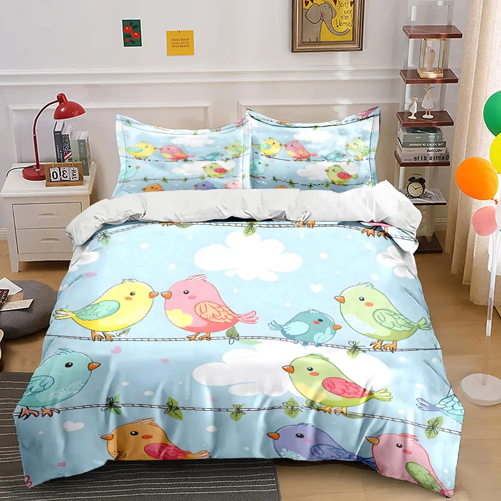 Cartoon colorful birds and blue sky Printed Duvet Cover Set 1 Duvet Cover+2 Pillowcase Multi Size Bedroom Bedding Decor
Cartoon colorful birds and blue sky Printed Duvet Cover Set 1 Duvet Cover+2 Pillowcase Multi Size Bedroom Bedding Decor