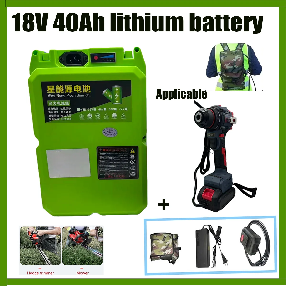 New Long Endurance Backpack 18650 Lithium Battery 18V 40Ah - Universal for Garden Lawn Mower Electric Saw Water Pump Hair Dryer
New Long Endurance Backpack 18650 Lithium Battery 18V 40Ah - Universal for Garden Lawn Mower Electric Saw Water Pump Hair Dryer