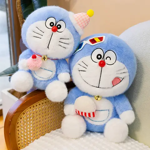 30/50cm Dessert / Popcorn Cute Creative Cartoon New Birth Edition Doraemon Doll Blue Fat Plush Toy Robot Cat Doll Holiday Gifts