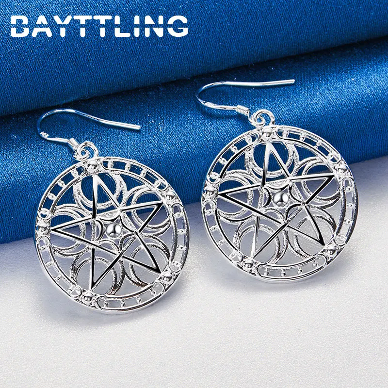 BAYTTLING 925 Sterling Silver Earrings Women Fashion 45MM Hollow Round Earrings Fine Wedding Gifts Jewelry Accessories
BAYTTLING 925 Sterling Silver Earrings Women Fashion 45MM Hollow Round Earrings Fine Wedding Gifts Jewelry Accessories