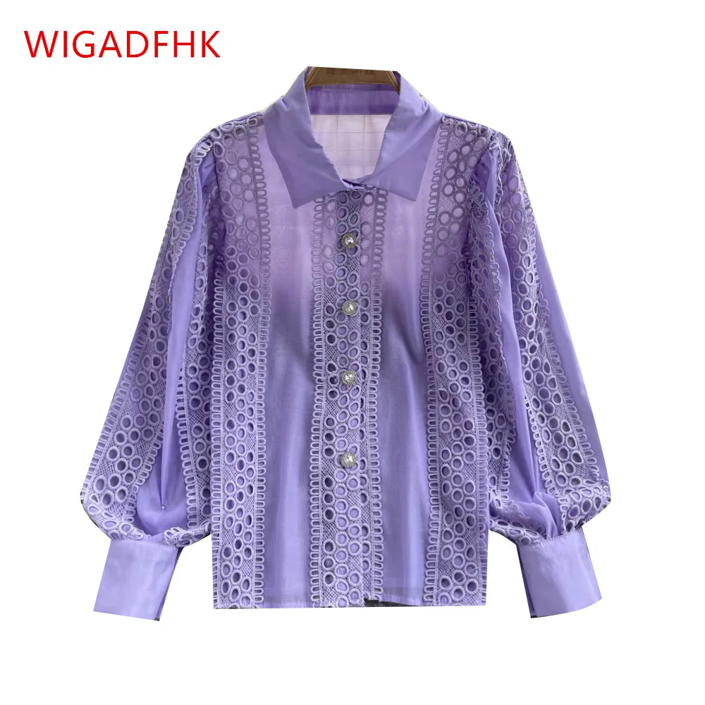 Women's Korean Style Loose Lace Hollow Shirt Top Polo Collar Single Breasted Long Sleeve Shirt 2024 Spring/Summer Sweet Clothing
Women's Korean Style Loose Lace Hollow Shirt Top Polo Collar Single Breasted Long Sleeve Shirt 2024 Spring/Summer Sweet Clothing