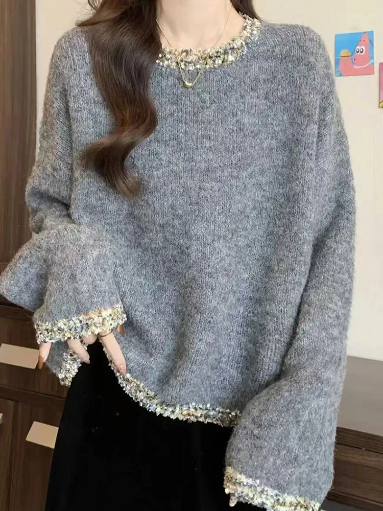 Pullover Women100% Merino Wool Luxury Splicing Color Butterfly Gauze O-Neck Knit Autumn Winter Clothing Loose Warrm Soft Top
Pullover Women100% Merino Wool Luxury Splicing Color Butterfly Gauze O-Neck Knit Autumn Winter Clothing Loose Warrm Soft Top