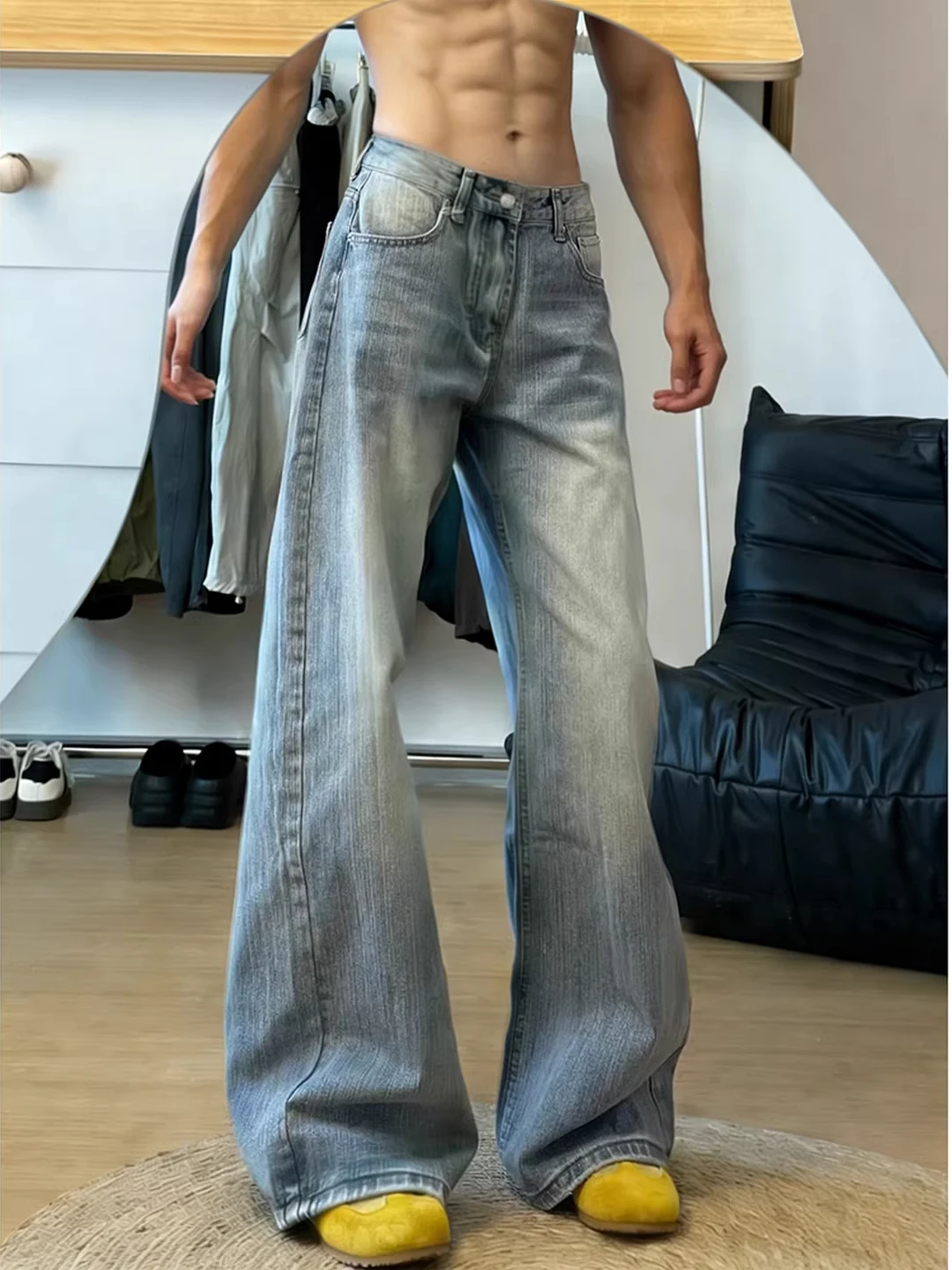 Blue Thiened Fce Lined Bamboo Texture Wide Leg Jeans Men's Winter Straight Slim Fit Long Trousers Casual Comfortable
Blue Thiened Fce Lined Bamboo Texture Wide Leg Jeans Men's Winter Straight Slim Fit Long Trousers Casual Comfortable