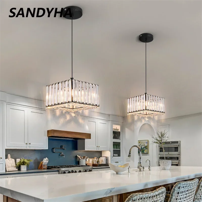 SANDYHA American Crystal Pendant Light Square Lampshade Design Led Lamp Living Room Kitchen Island Dining Table Lighting Fixture
SANDYHA American Crystal Pendant Light Square Lampshade Design Led Lamp Living Room Kitchen Island Dining Table Lighting Fixture