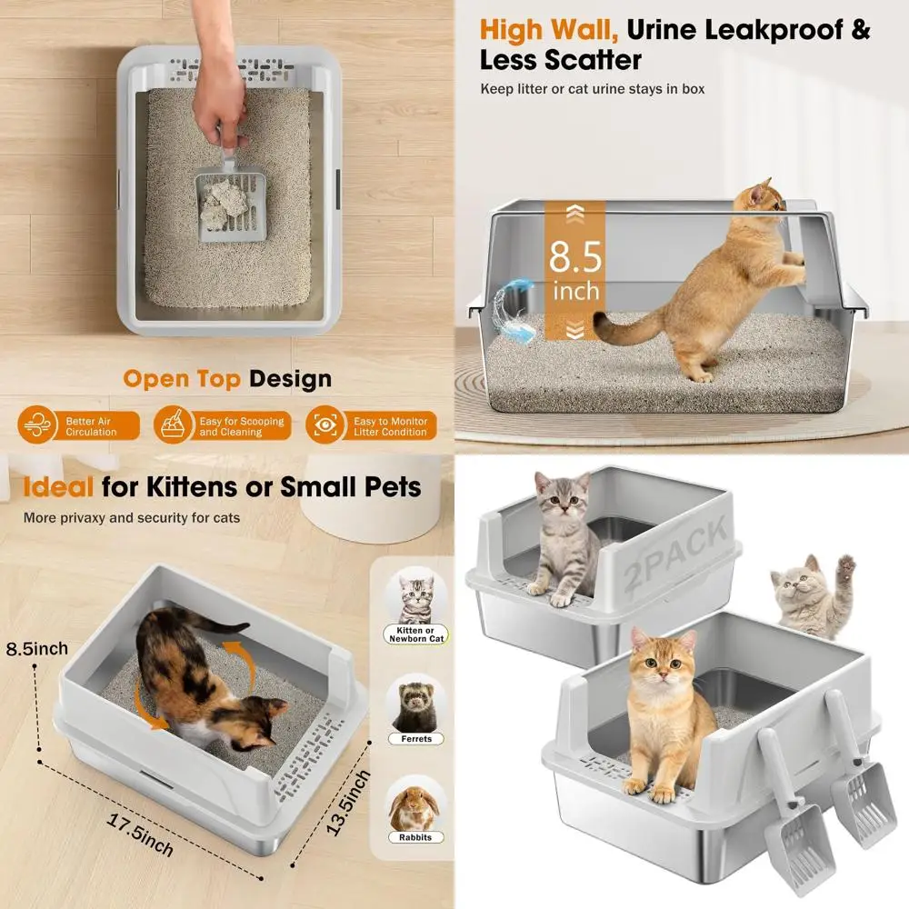 Stainless Steel High-Sided Cat Litter Box with Lid, Non-Stick and Odor-Resistant for Small Cats, Easy to Clean, Includes Scoop
Stainless Steel High-Sided Cat Litter Box with Lid, Non-Stick and Odor-Resistant for Small Cats, Easy to Clean, Includes Scoop