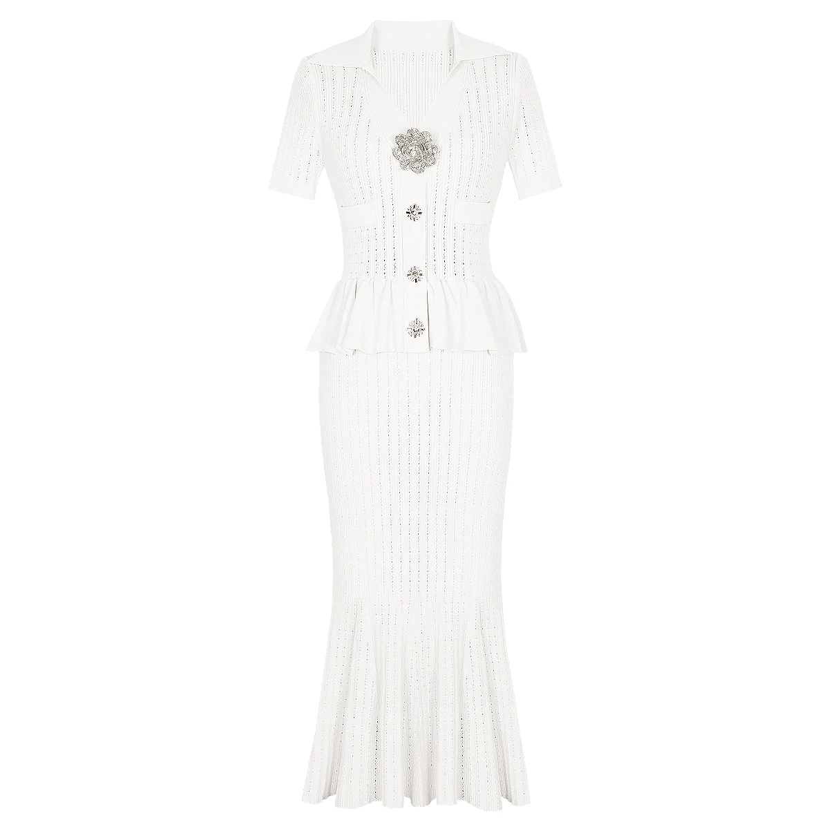 High Quality New Fashionable Knitted Collar Slim Fit Short Sleeved Three-dimensional Flower Button Long Women's Dress
High Quality New Fashionable Knitted Collar Slim Fit Short Sleeved Three-dimensional Flower Button Long Women's Dress