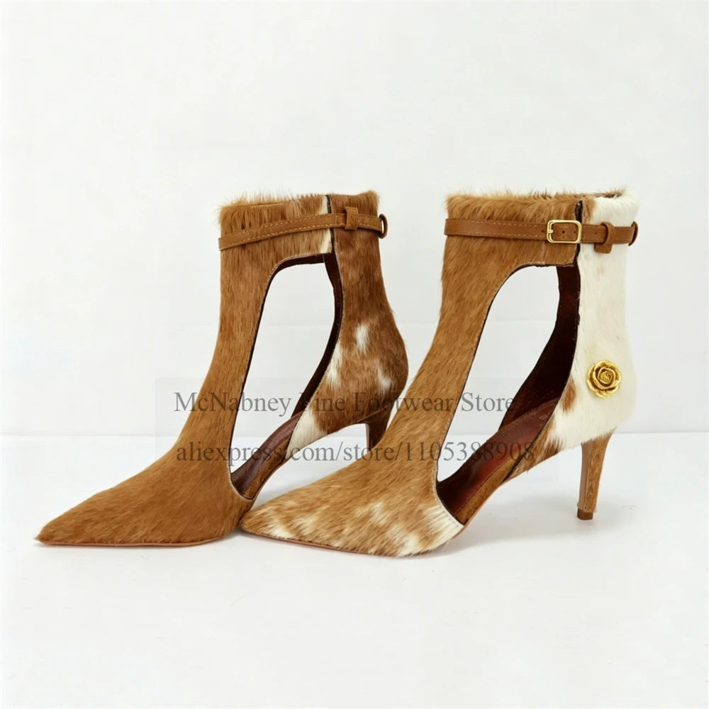 Ponyhair Cutout Ankle Strap Kitten Heel Sandals Boots Women Pointed Toe Metal Rose Mid Heel Summer Ankle Boots Party Casual Shoe
Ponyhair Cutout Ankle Strap Kitten Heel Sandals Boots Women Pointed Toe Metal Rose Mid Heel Summer Ankle Boots Party Casual Shoe