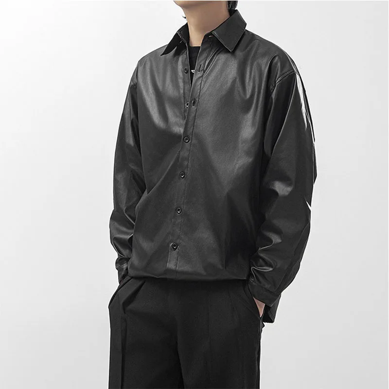 Men's Black PU Leather Shirt Spring Autumn American Casual Fashion Lapel Single breasted Long sleeved Male Loose Tops
Men's Black PU Leather Shirt Spring Autumn American Casual Fashion Lapel Single breasted Long sleeved Male Loose Tops