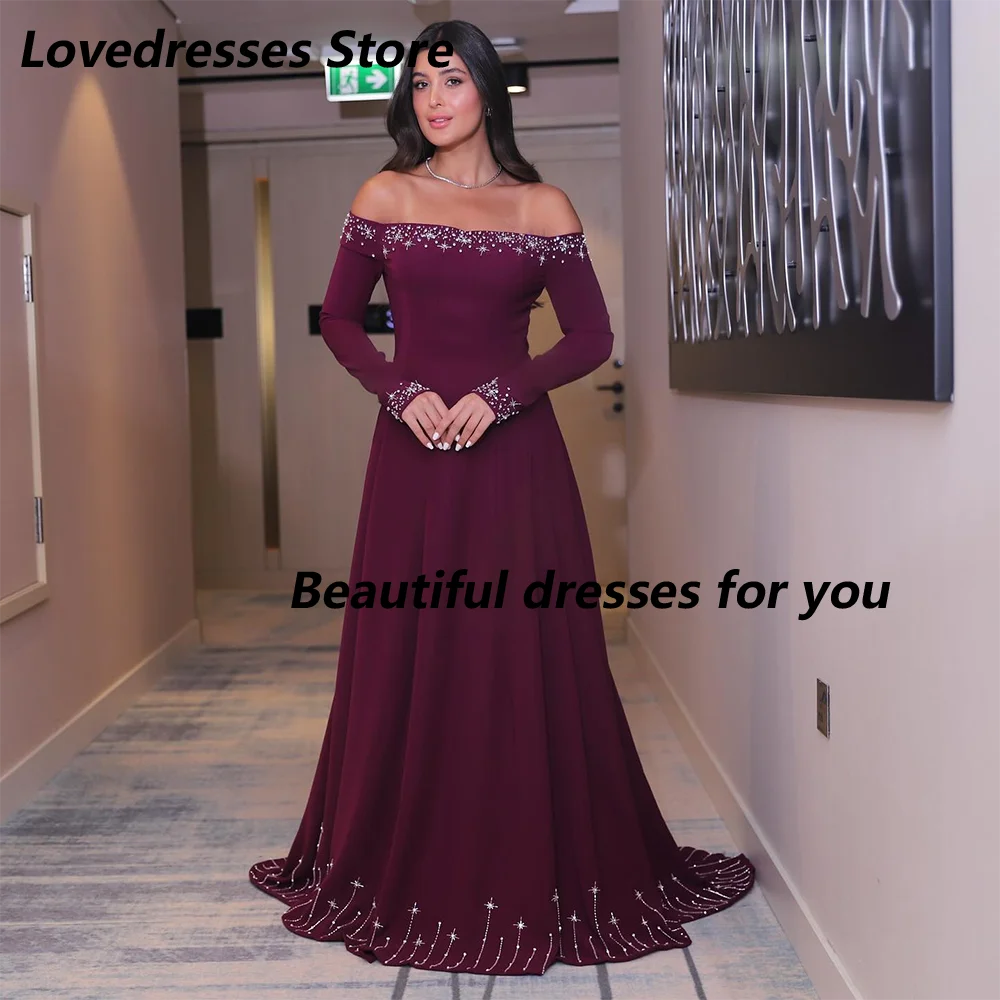 Women Evening Dress Customized Off Shoulder Boat Neck Beading Floor Length A Line Saudi Arabic Prom Dresses Formal Occasion Gown
Women Evening Dress Customized Off Shoulder Boat Neck Beading Floor Length A Line Saudi Arabic Prom Dresses Formal Occasion Gown