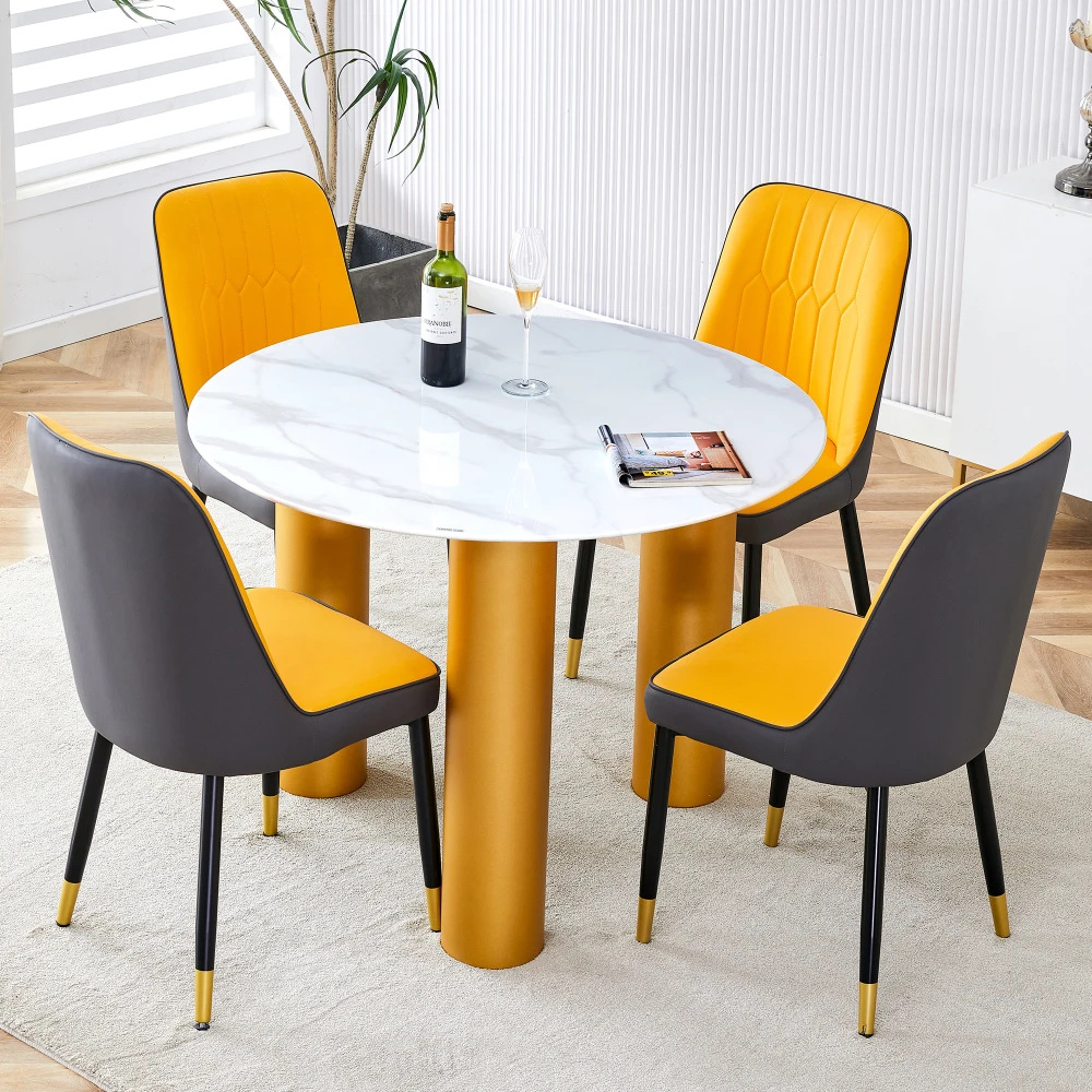 Table and Chair Set,Round Table with White Marble Pattern,for Kitchen and Living Room Luxury Dining Tables and Chairs Set Table
Table and Chair Set,Round Table with White Marble Pattern,for Kitchen and Living Room Luxury Dining Tables and Chairs Set Table