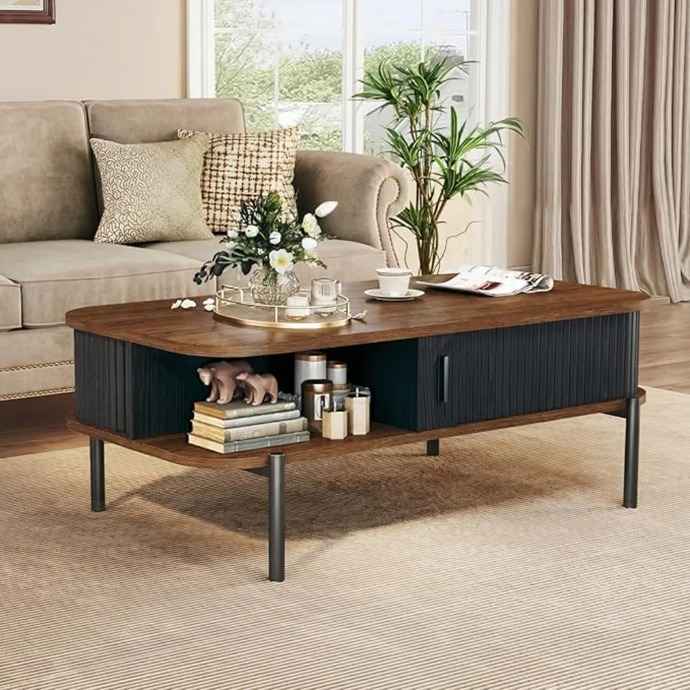 Coee Table, 39.4" Century ern Coee Tables or Living Room, Coee Table with Storage Open Shel, luted Table with Sliding Cabinet Do
Coee Table, 39.4" Century ern Coee Tables or Living Room, Coee Table with Storage Open Shel, luted Table with Sliding Cabinet Do
